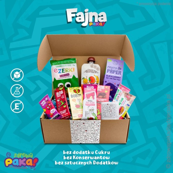FAJNA PAKA | Gotowy zestaw prezentowy dla dzieci | Zdrowe przekąski