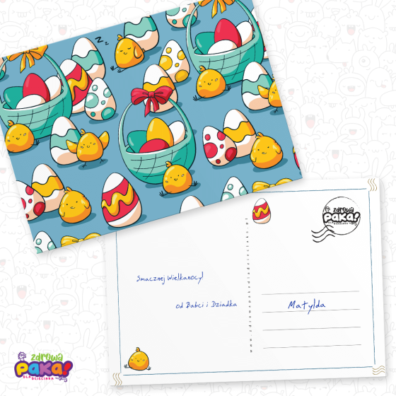 Kartka wielkanocna z kurczakami A6 | do paczki dla dziecka