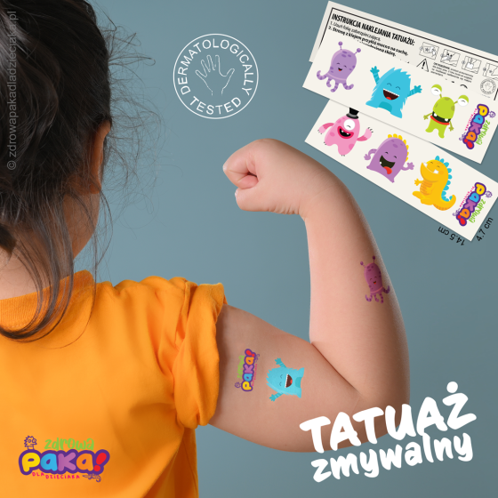 Tatuaże zmywalne dla dzieci 8 szt. – kolorowe wzory | Zdrowa Paka