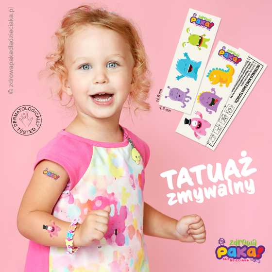 Tatuaże zmywalne dla dzieci 8 szt. – kolorowe wzory | Zdrowa Paka