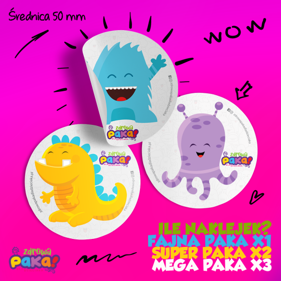 Naklejki dla dzieci 50 mm – komplet 3 szt. | Zdrowa Paka