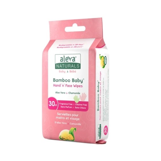 Aleva Naturals® Bamboo Baby® Bambusowe Chusteczki Nawilżane do Rąk i Buzi 30szt.