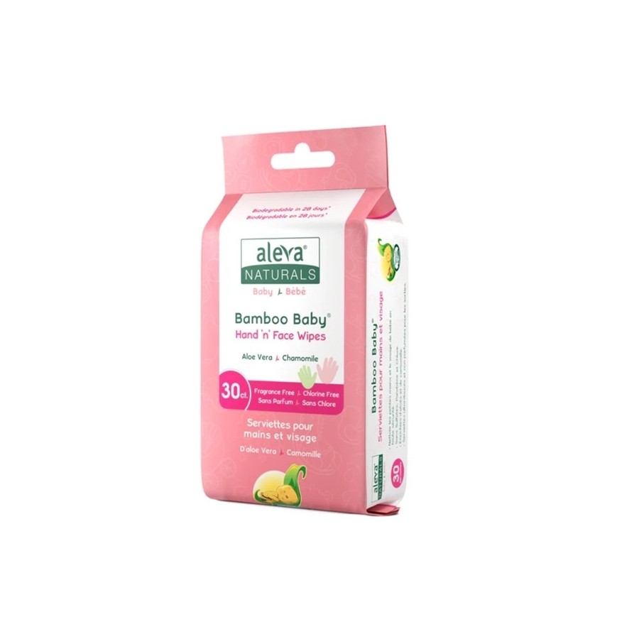 Aleva Naturals® Bamboo Baby® Bambusowe Chusteczki Nawilżane do Rąk i Buzi 30szt.