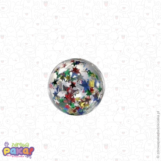 Piłeczka kauczukowa z brokatowymi gwiazdkami – zabawka sensoryczna