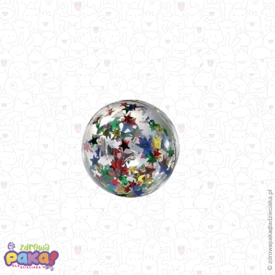 Piłeczka kauczukowa z brokatowymi gwiazdkami – zabawka sensoryczna | wzór losowy | GOKI