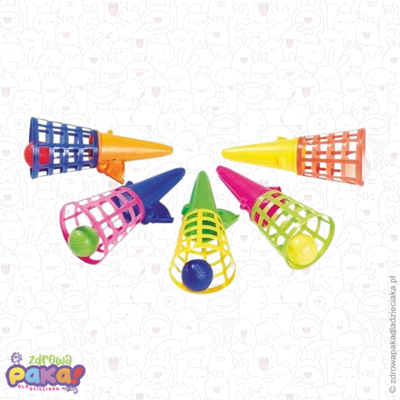 Wyrzutnia z piłeczką – zabawka zręcznościowa | wzór losowy | GOKI