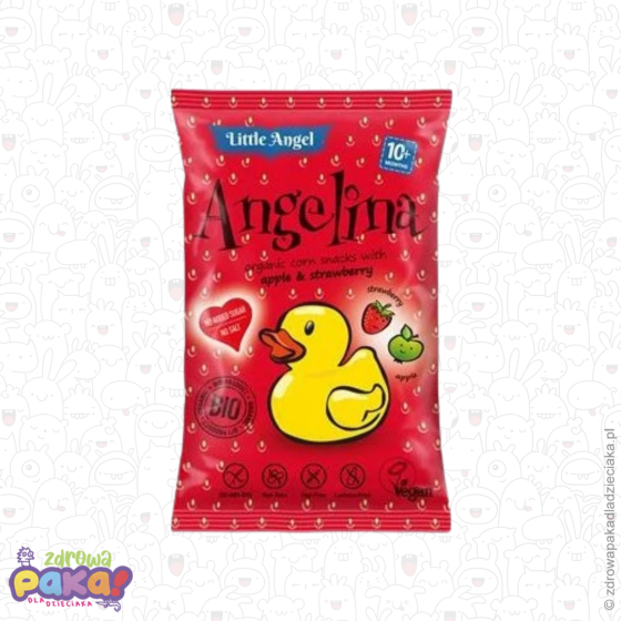 Chrupki kukurydziane truskawka–jabłko BIO 30g | bez glutenu | od 10. miesiąca – Little Angel