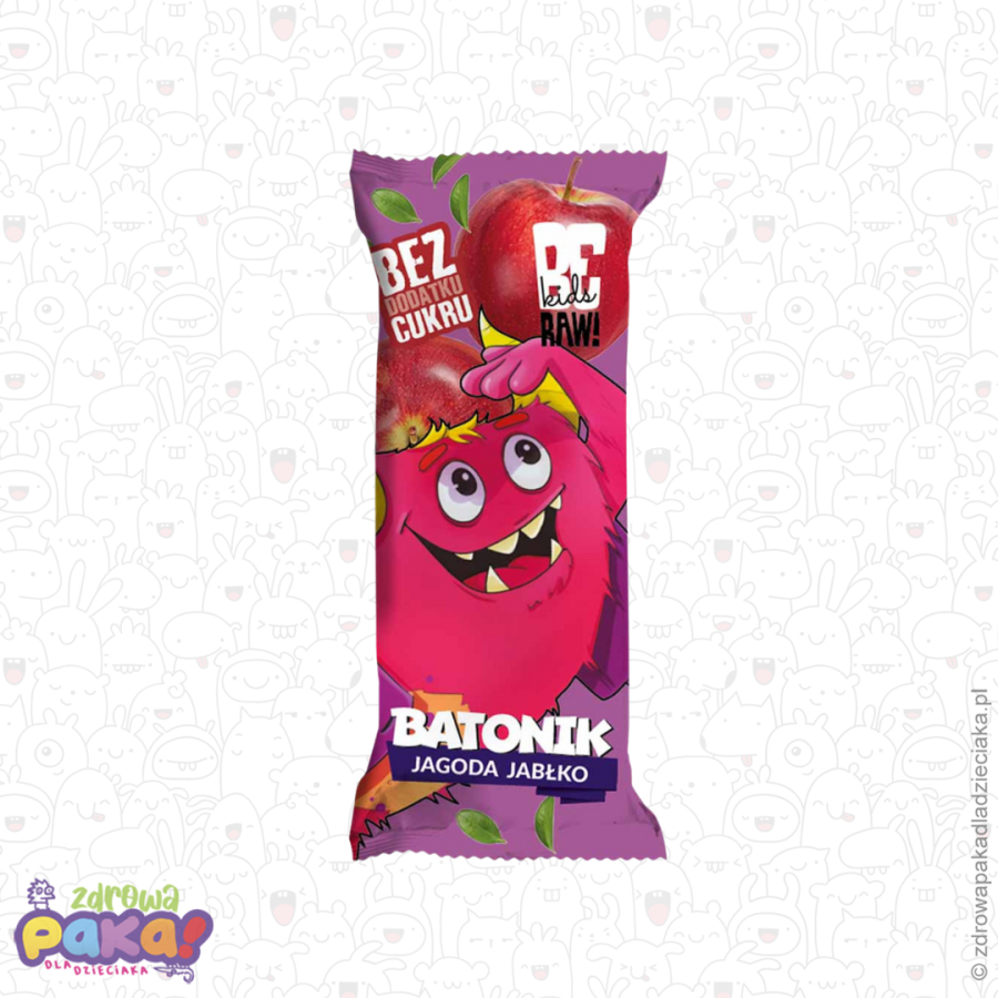 BeRAW Baton jabłko–jagoda bez dodatku cukru 25 g | Purella Food