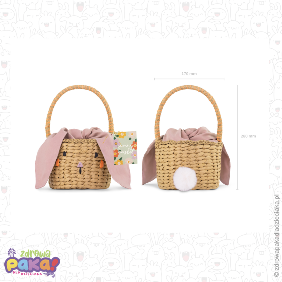 Koszyk wielkanocny dla dzieci Króliczek 28 cm | PartyDeco