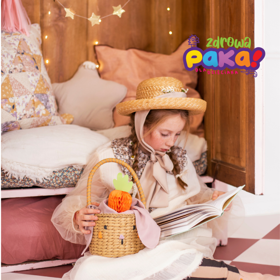 Koszyk wielkanocny dla dzieci Króliczek 28 cm | PartyDeco