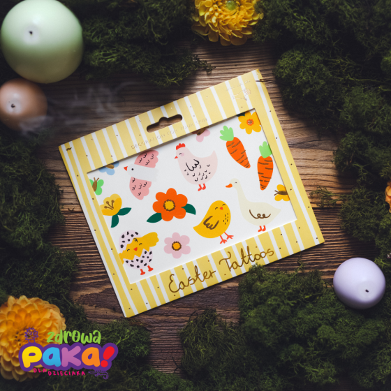 Tatuaże zmywalne Wielkanoc Mix | PartyDeco – tatuaże dla dzieci