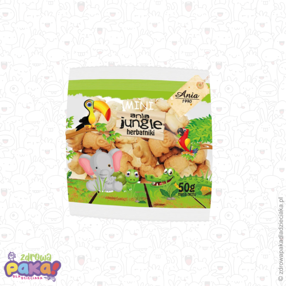 Herbatniki Mini Jungle 50 g | Ania – zdrowa przekąska dla dzieci