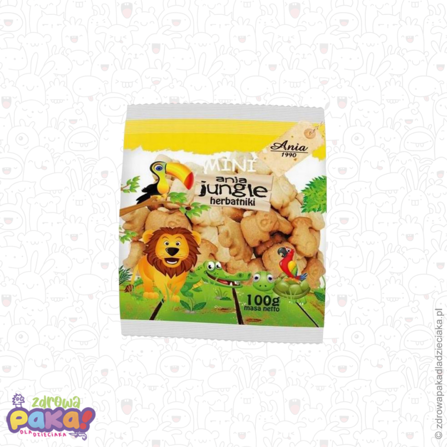 Herbatniki Mini Jungle ZWIERZĄTKA bez dodatku cukru 100 g | Ania