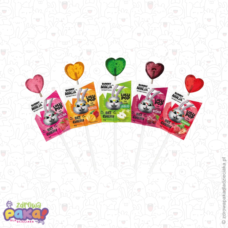 Lizak owocowy, 6g, BUNNY NINJA Lizak owocowy, 6g, BUNNY NINJA