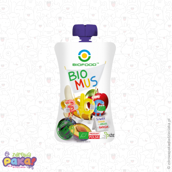 Mus śliwkowo bananowo jabłkowy BIO, 90 g, Bio Food
