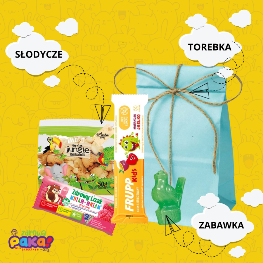 TUTKA NIEBIESKA – zestaw słodyczy i gwizdek wodny dla dzieci