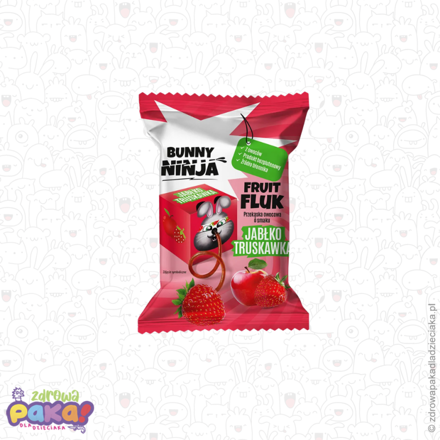 Fruit Fluk jabłko-truskawka – owocowa przekąska BUNNY NINJA Fruit Fluk jabłko-truskawka – owocowa przekąska BUNNY NINJA