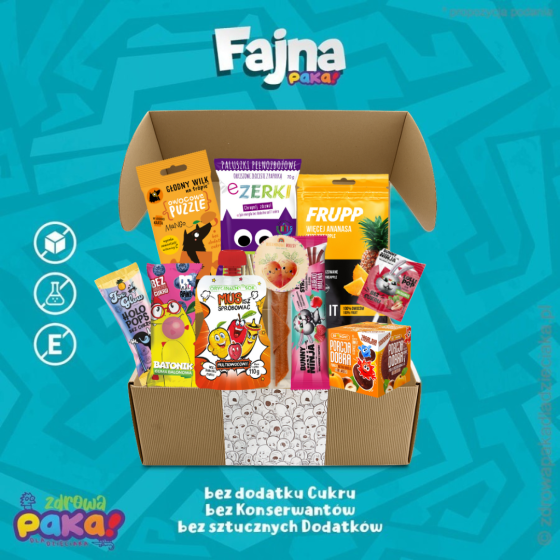 FAJNA PAKA | Gotowy zestaw prezentowy dla dzieci | Zdrowe przekąski