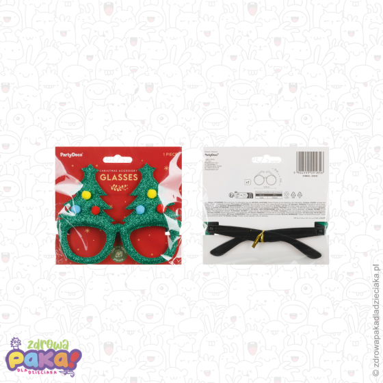 Okulary Świąteczne „Choinki” PartyDeco 🎄 | Gadżety i upominki bożonar
