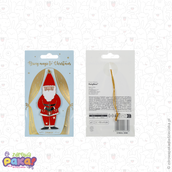 Metalowa zawieszka dekoracyjna Mikołaj 10×4 cm – ozdoba choinkowa i do