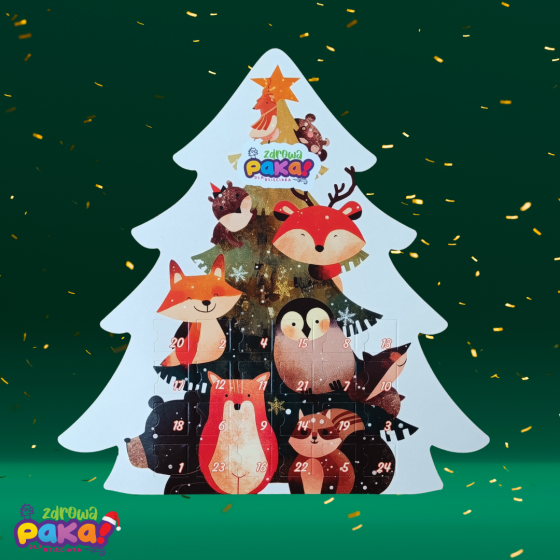 Kalendarz adwentowy Choinka – czekoladki bez dodatku cukru 50 g