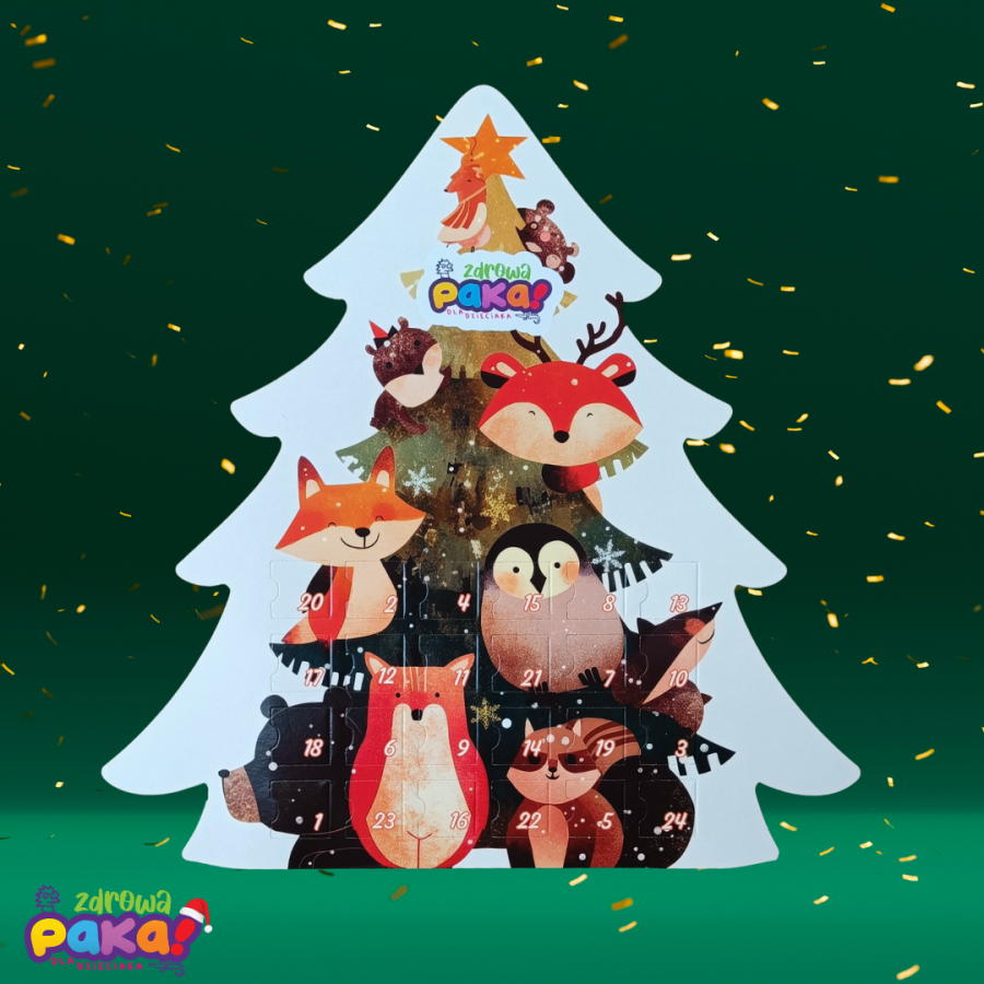 Kalendarz adwentowy Choinka – czekoladki bez dodatku cukru 50 g