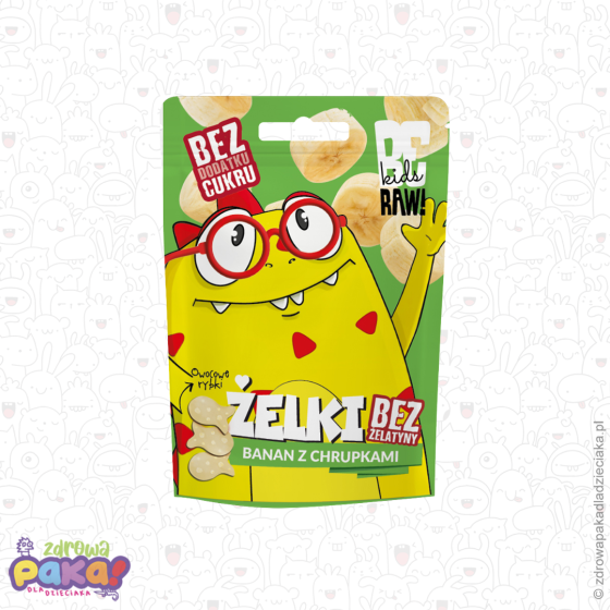 BeRAW Kids Żelki Banan z chrupkami 35 g – zdrowa przekąska