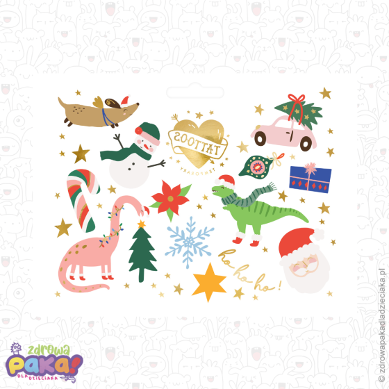 Tatuaże zmywalne „Ho Ho Ho” PartyDeco – świąteczne tatuaże dla dzieci