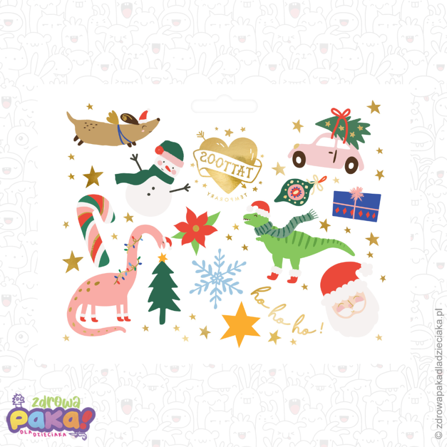 Tatuaże zmywalne „Ho Ho Ho” PartyDeco – świąteczne tatuaże dla dzieci