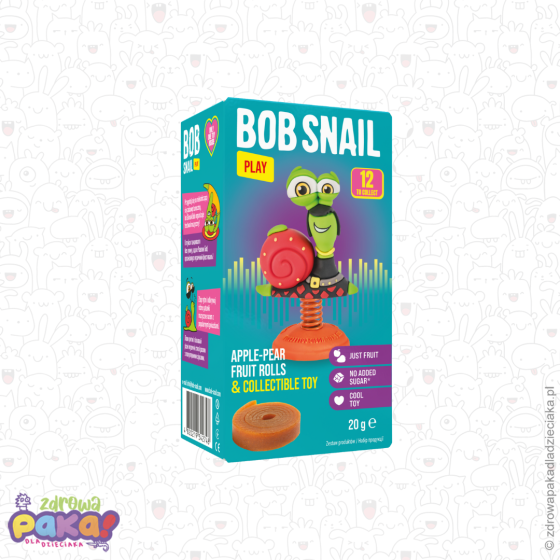 Przekąska owocowa z zabawką jabłko–gruszka BIO 20 g | Bob Snail Eat&Pl