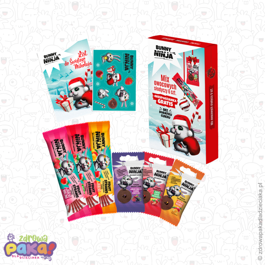 Świąteczny zestaw owocowych przekąsek Bunny Ninja 93 g