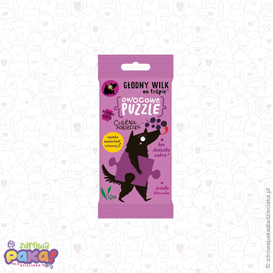 Głodny Wilk „Owocowe Puzzle” Czarna Porzeczka 20 g – naturalne żelki