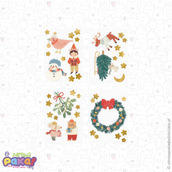 Naklejki na okno Merry Christmas – mix 4 szt. | PartyDeco