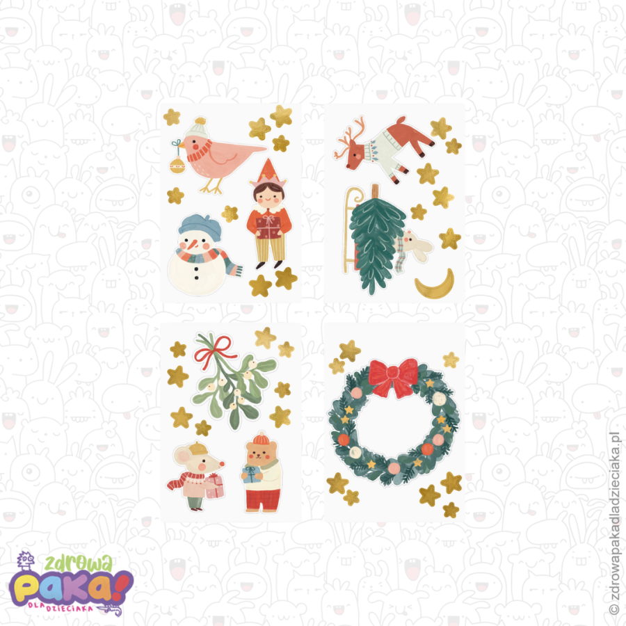 Naklejki na okno Merry Christmas – mix 4 szt. | PartyDeco