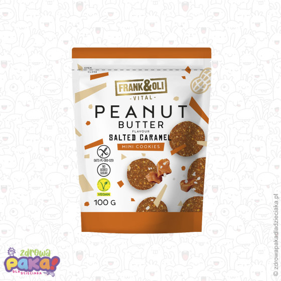 Mini ciasteczka peanut butter słony karmel bez cukru 100 g | Frank&Oli