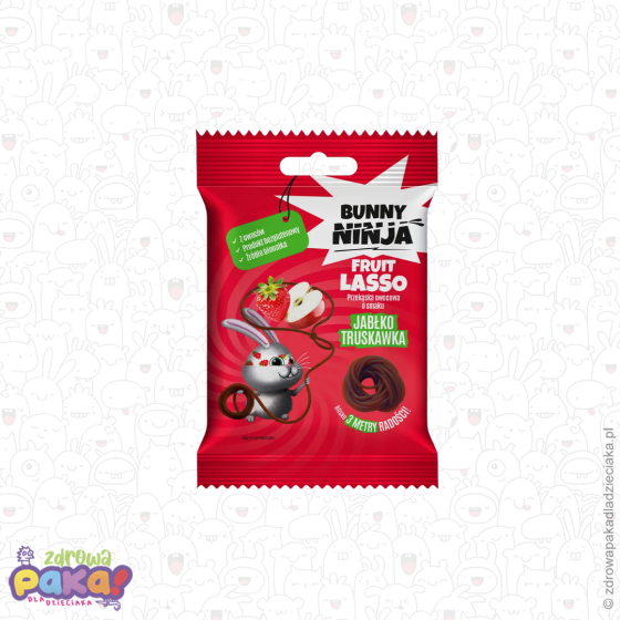 FRUIT LASSO jabłko–truskawka 20 g | przekąska owocowa Bunny Ninja