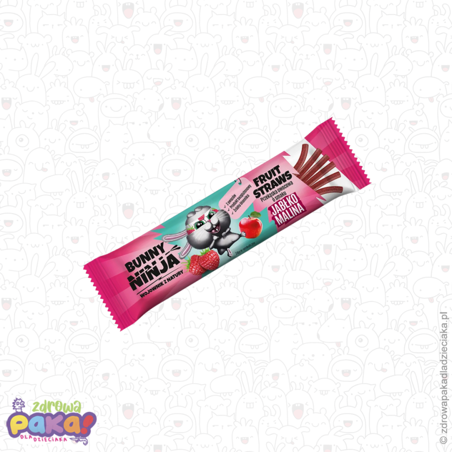 Fruit Straws jabłko–malina 16 g | przekąska owocowa Bunny Ninja