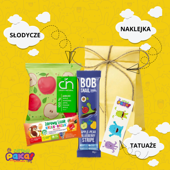 TUTKA ŻÓŁTA – zestaw słodyczy z tatuażami dla dzieci