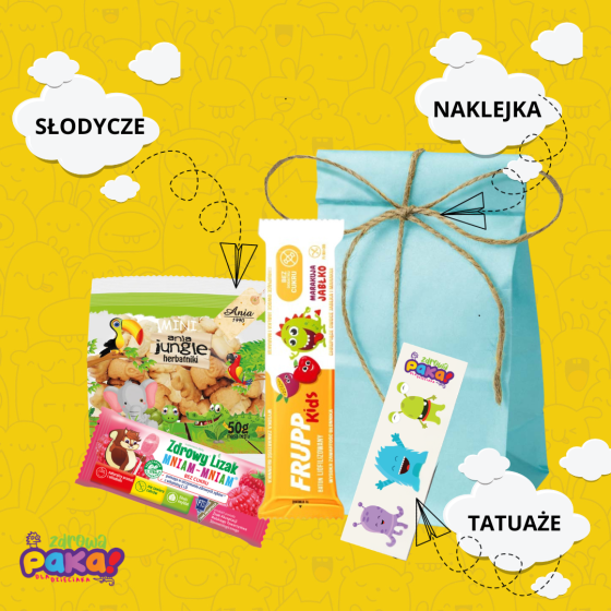 TUTKA NIEBIESKA – zestaw słodyczy z tatuażami dla dzieci