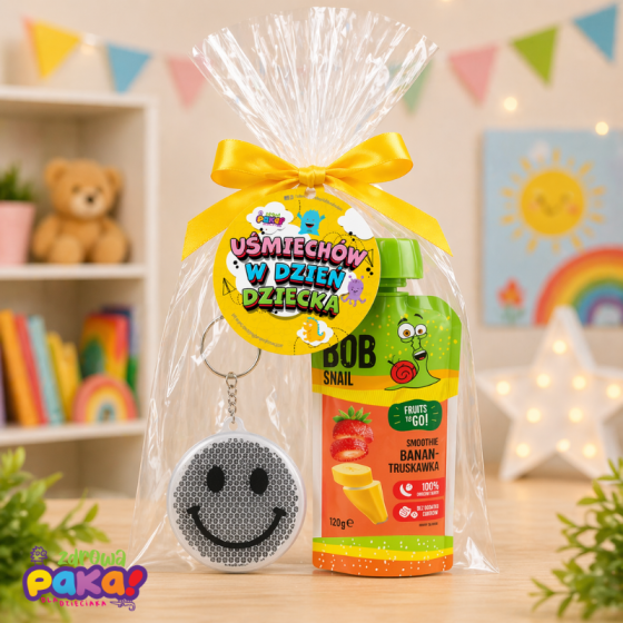 Upominek dla dzieci na Dzień Dziecka – brelok i mus owocowy